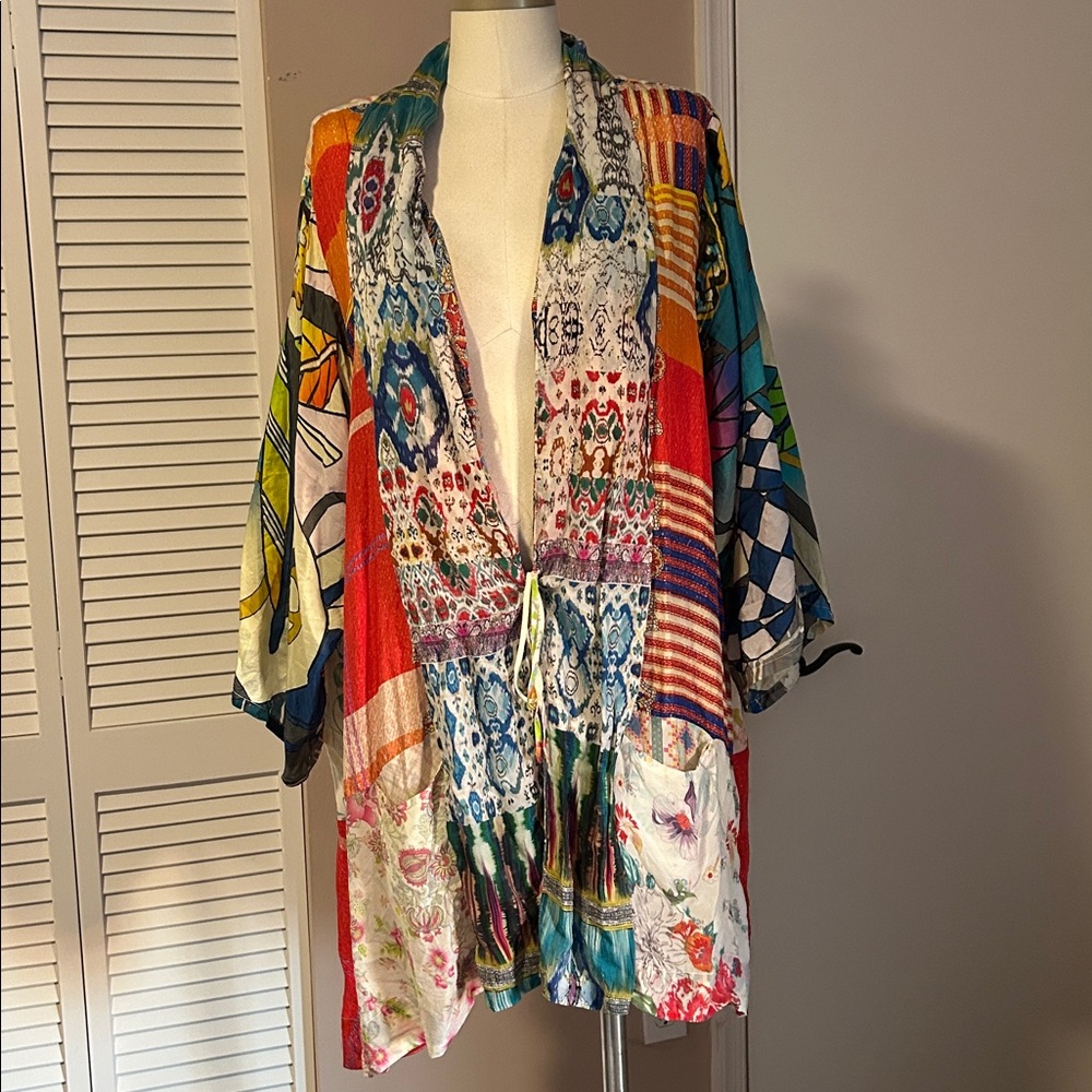 JOHNNY WAS Lolita Mix-Print Silk Kimono Jacket size XXL - Picture 5 of 16
